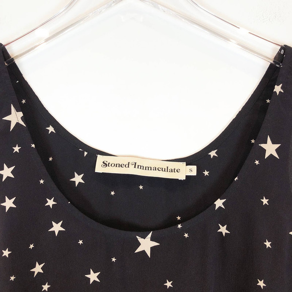 Stoned Immaculate Women's Moonstar Print Mini Silk Dress In Black Size Small - Picture 9 of 11
